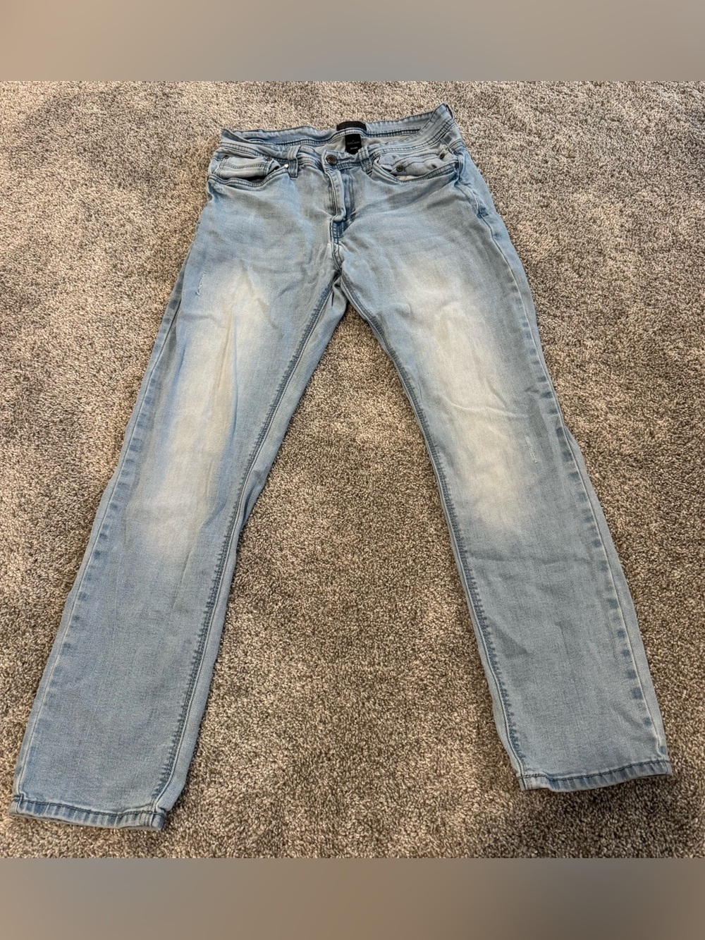 Men's Light Blue Slim Straight Jeans